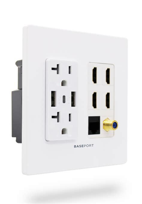 amazon hdmi usb electric coax phone recessed box|Amazon.com: BASEPORT Premium Media Outlet Wall Plate.